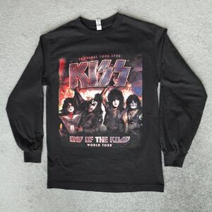 Kiss Shirt Men's Small Black End of The Road World Tour Graphic Long Sleeve Tee